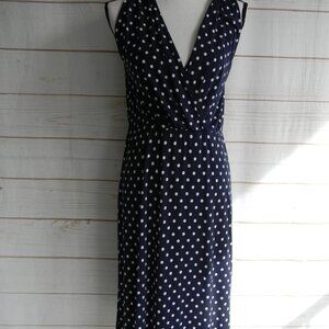 MODCLOTH WM'S NAVY BLUE/WHITE POLKA DOT MAXI DRESS SZ XS